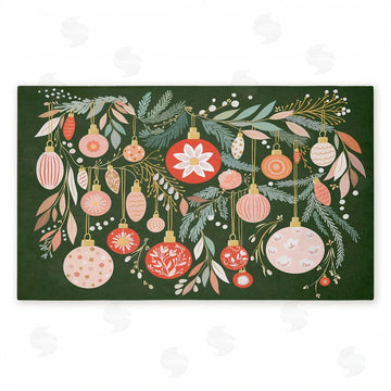 Leah Straatsma | Holiday Florals & Ornament Shapes Non-Woven Door Mat