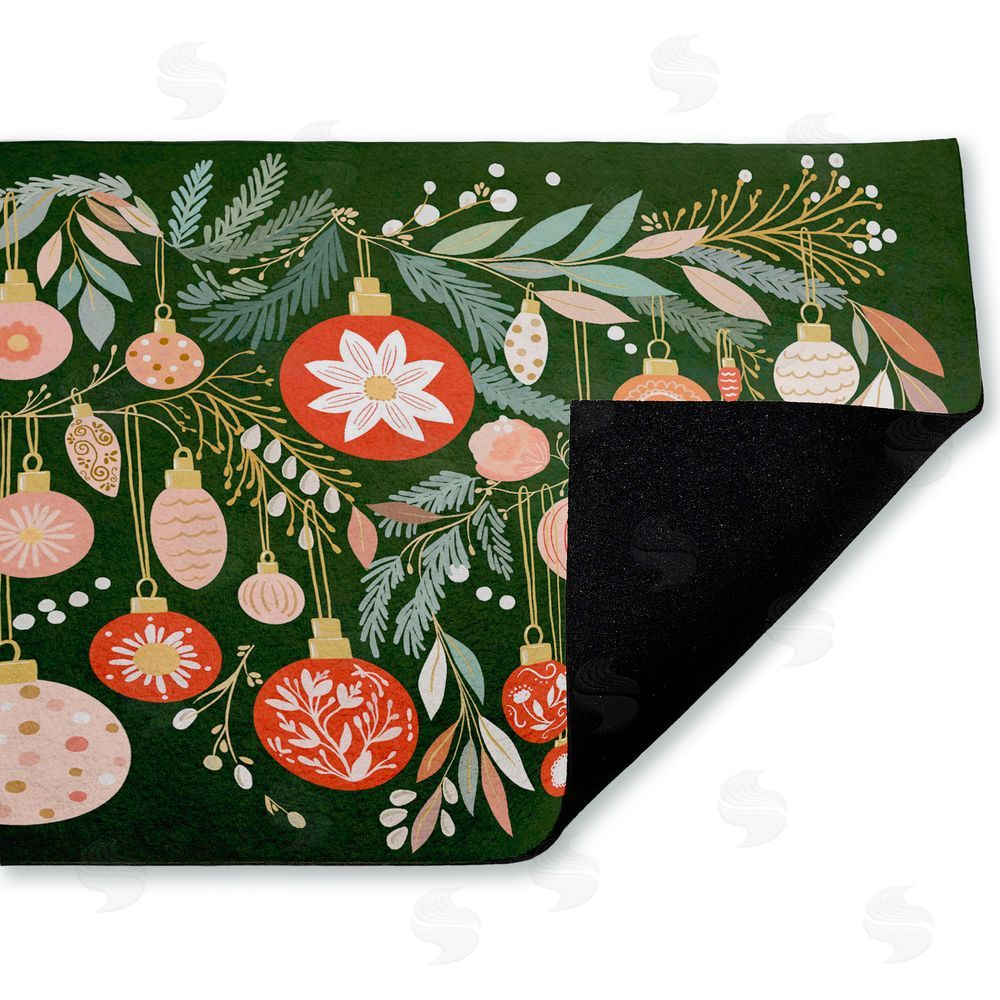 Leah Straatsma | Holiday Florals & Ornament Shapes Non-Woven Door Mat