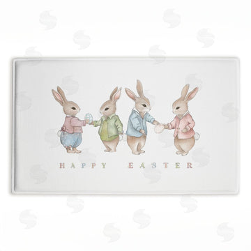 Leah Straatsma | Minimal Happy Easter Bunnies Plush Bath Mat