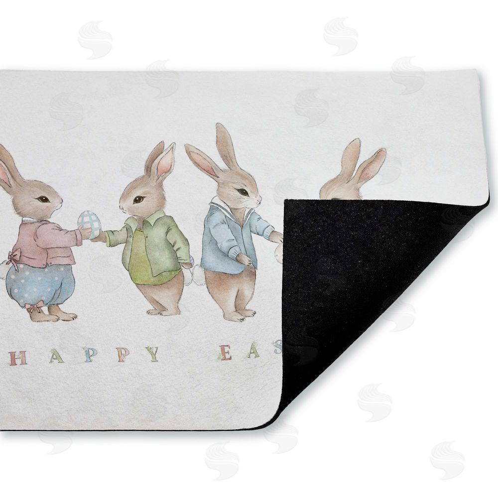 Leah Straatsma | Minimal Happy Easter Bunnies Non-Woven Door Mat
