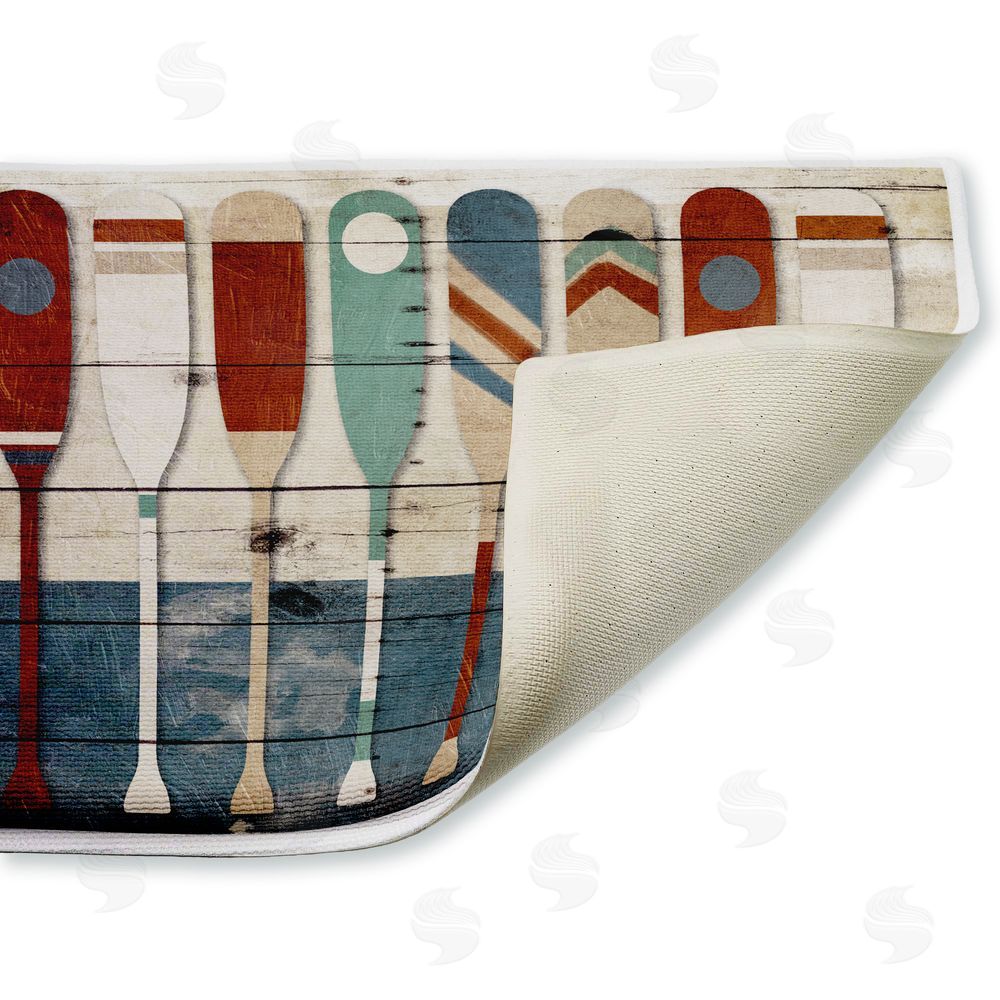 Milli Villa | Various Rustic Oars Patterns Plush Bath Mat