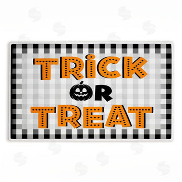 Marcus Prime | Trick Or Treat over Gingham Plush Bath Mat