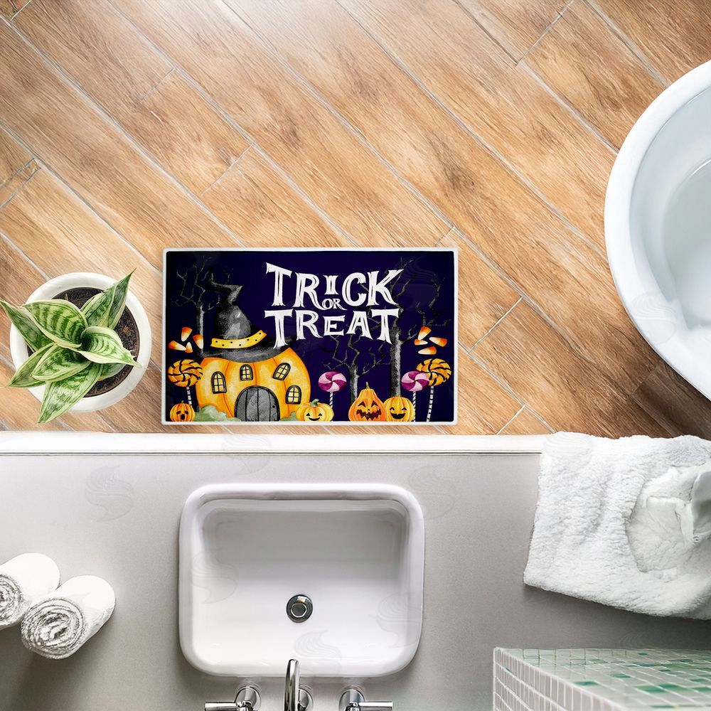 Kim Allen | Trick Or Treat Pumpkin House Plush Bath Mat
