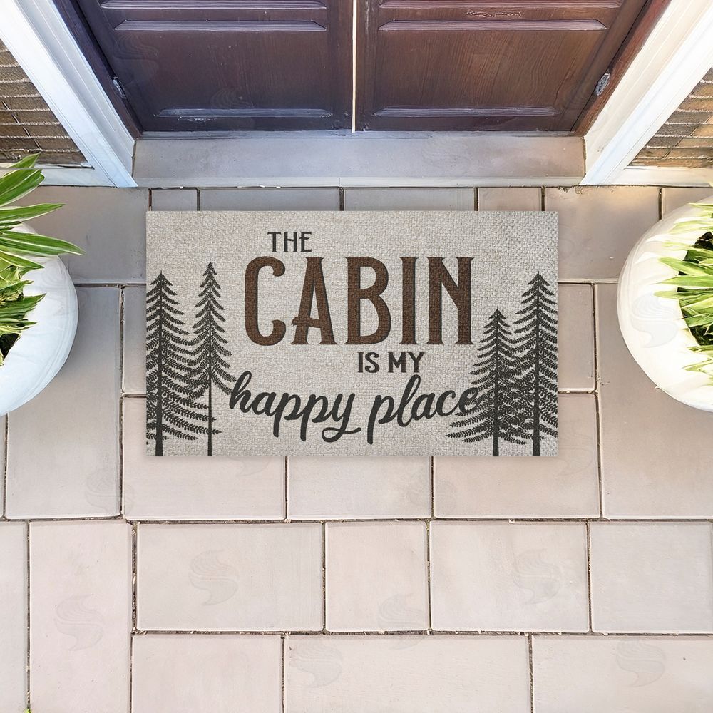 Kim Allen | Cabin Is My Happy Place Faux Sisal Door Mat