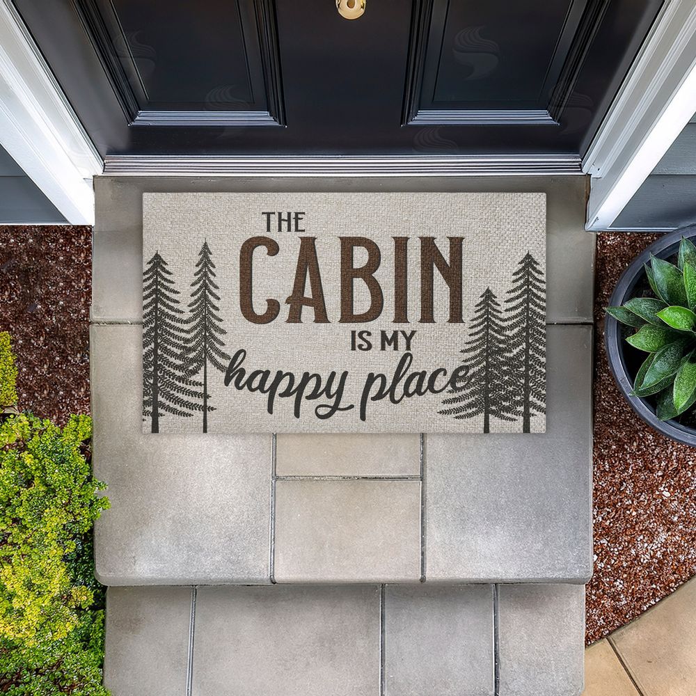 Kim Allen | Cabin Is My Happy Place Faux Sisal Door Mat