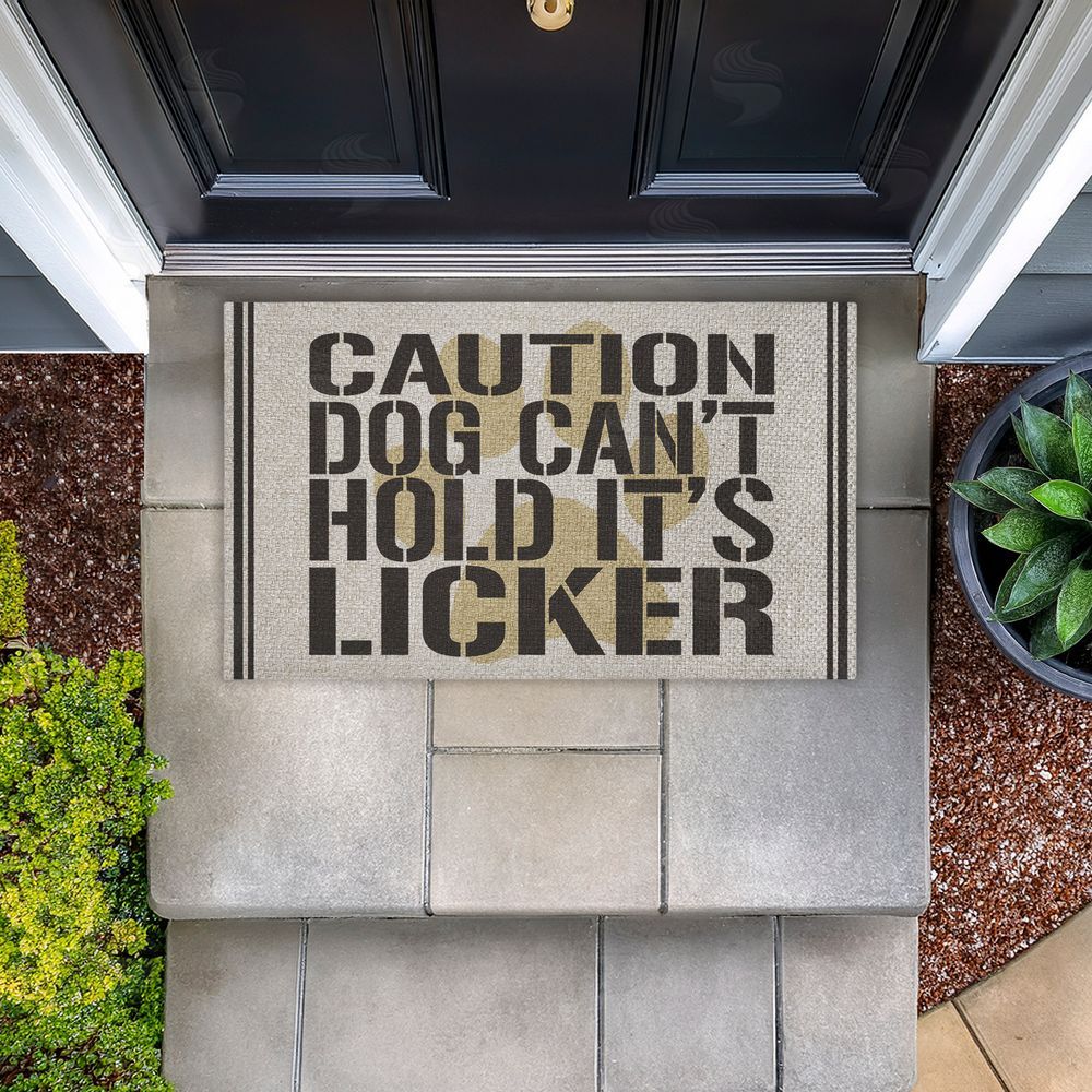 Kim Allen | Dog Can't Hold Licker Faux Sisal Door Mat