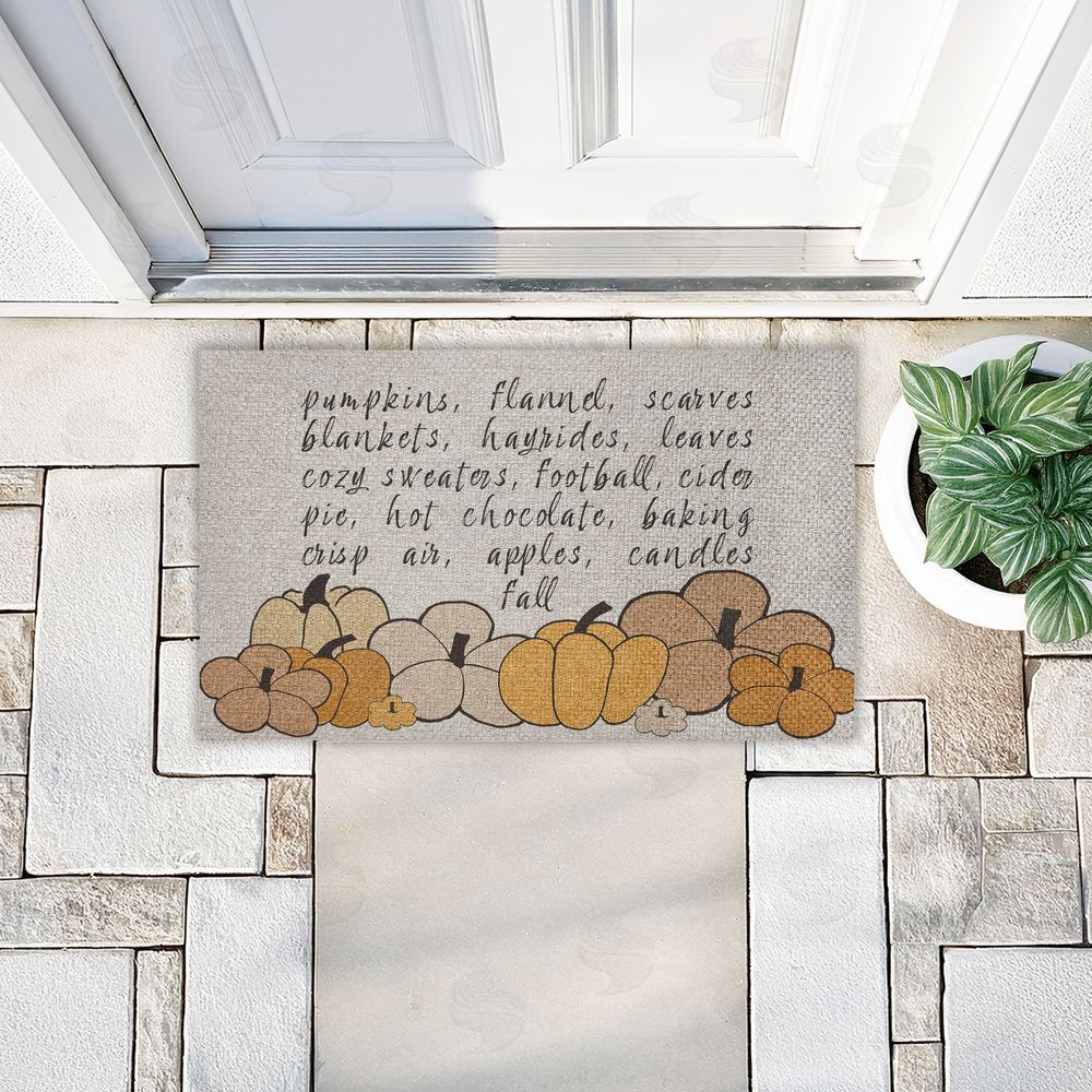 Corinne Rose Designs | Fall Pumpkin Sentiment Faux Sisal Door Mat