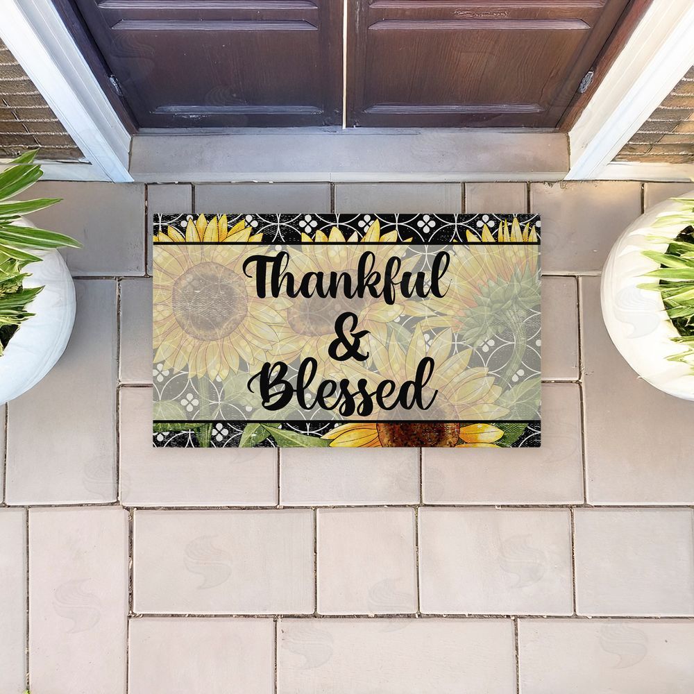 Kim Allen | Thankful & Blessed Sunflowers Non-Woven Door Mat