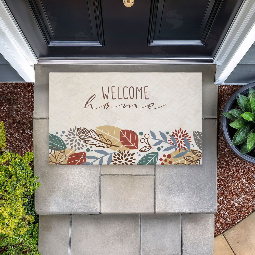 Kim Allen | Welcome Home with Leaves Non-Woven Door Mat