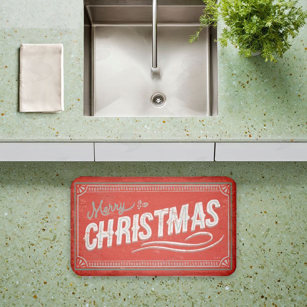 Chad Barrett | Red Vintage Merry Christmas Anti-Fatigue Mat