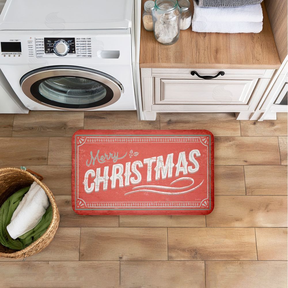 Chad Barrett | Red Vintage Merry Christmas Anti-Fatigue Mat