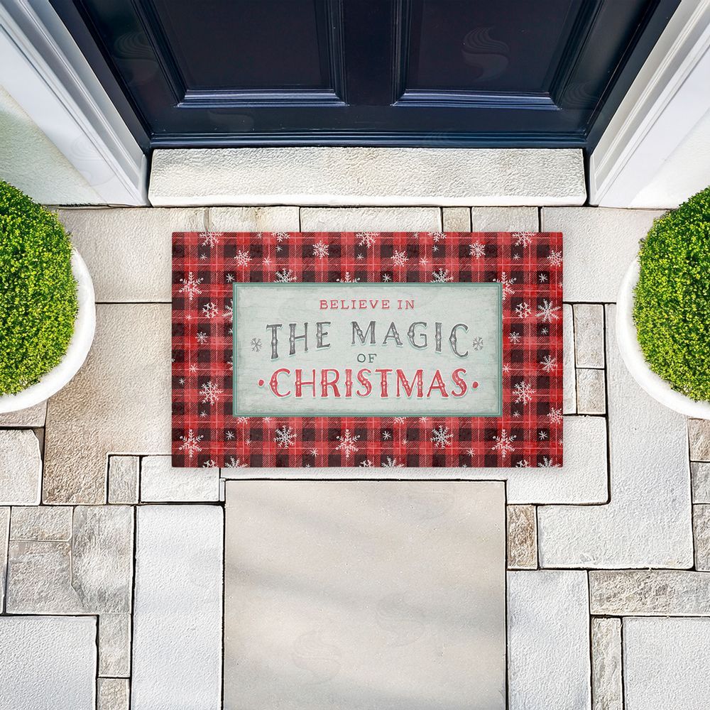 Chad Barrett | Magic of Christmas Red Plaid Non-Woven Door Mat