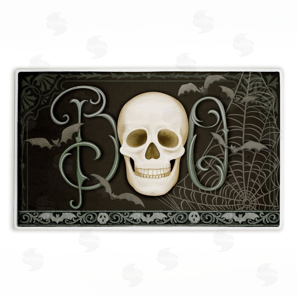 Nicole Tamarin | Boo with Skulls & Bats Plush Bath Mat