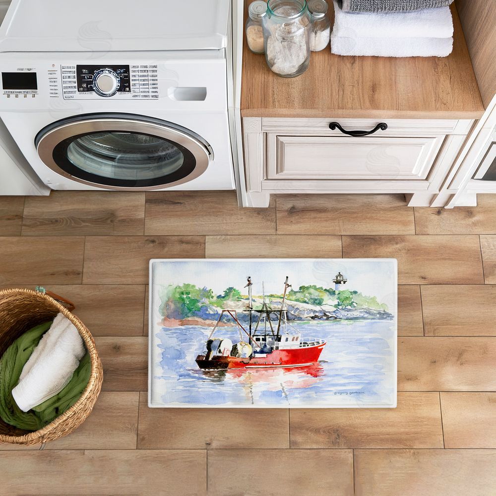 Greg Gorham | Tranquil Drifting Boat Plush Bath Mat