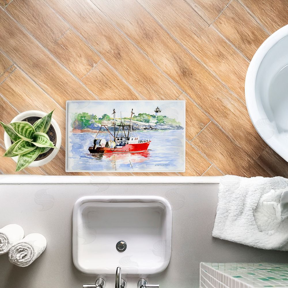 Greg Gorham | Tranquil Drifting Boat Plush Bath Mat
