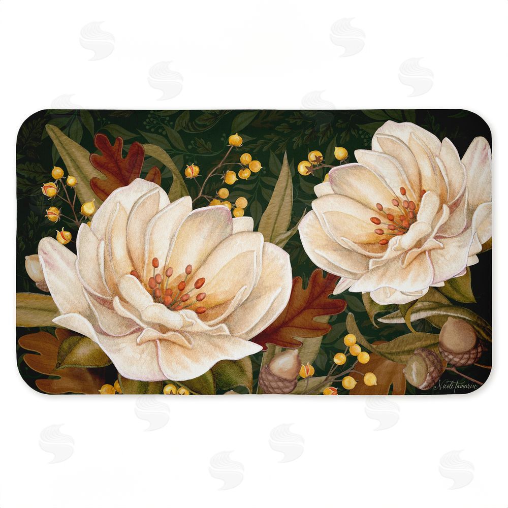 Nicole Tamarin | Vintage Midnight Garden Blooms Anti-Fatigue Mat