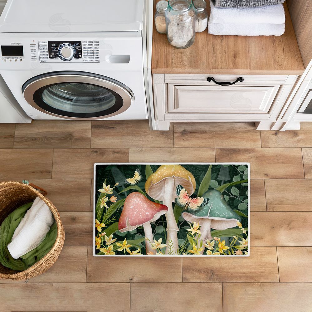 Nicole Tamarin | Midnight Garden Mushrooms Plush Bath Mat