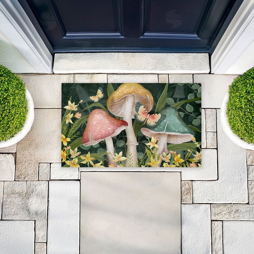 Nicole Tamarin | Midnight Garden Mushrooms Non-Woven Door Mat