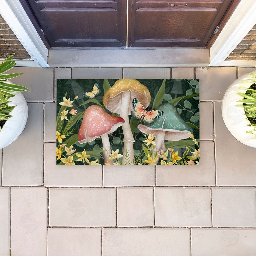 Nicole Tamarin | Midnight Garden Mushrooms Non-Woven Door Mat