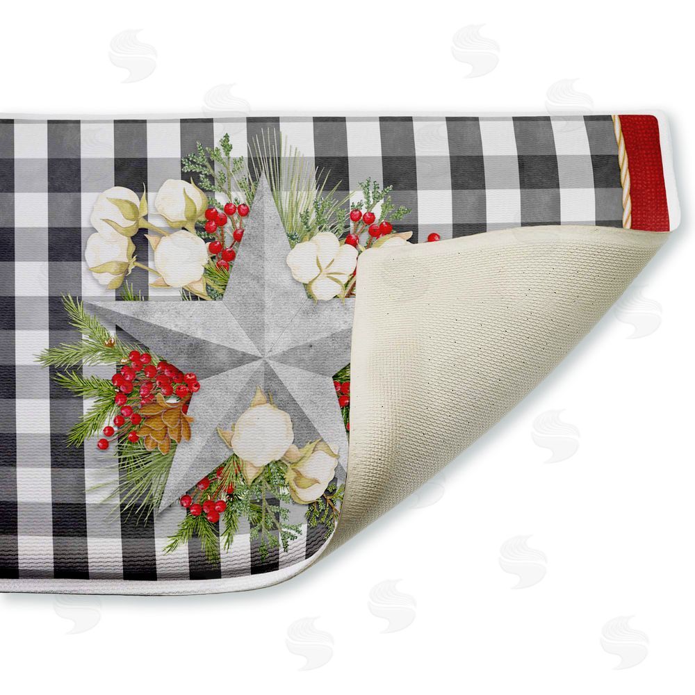 Nicole Tamarin | Gingham & Floral Star Shape Plush Bath Mat