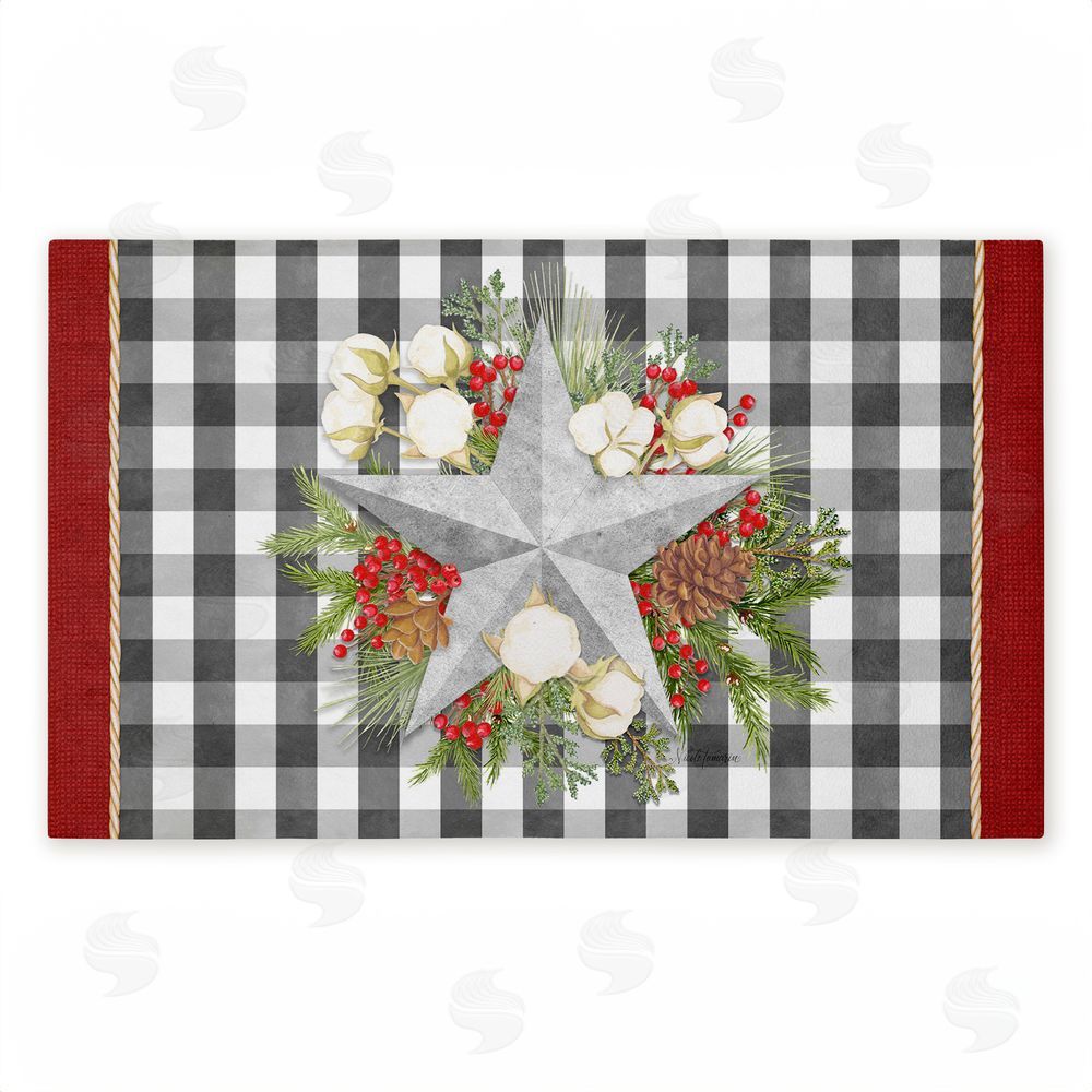 Nicole Tamarin | Gingham & Floral Star Shape Non-Woven Door Mat