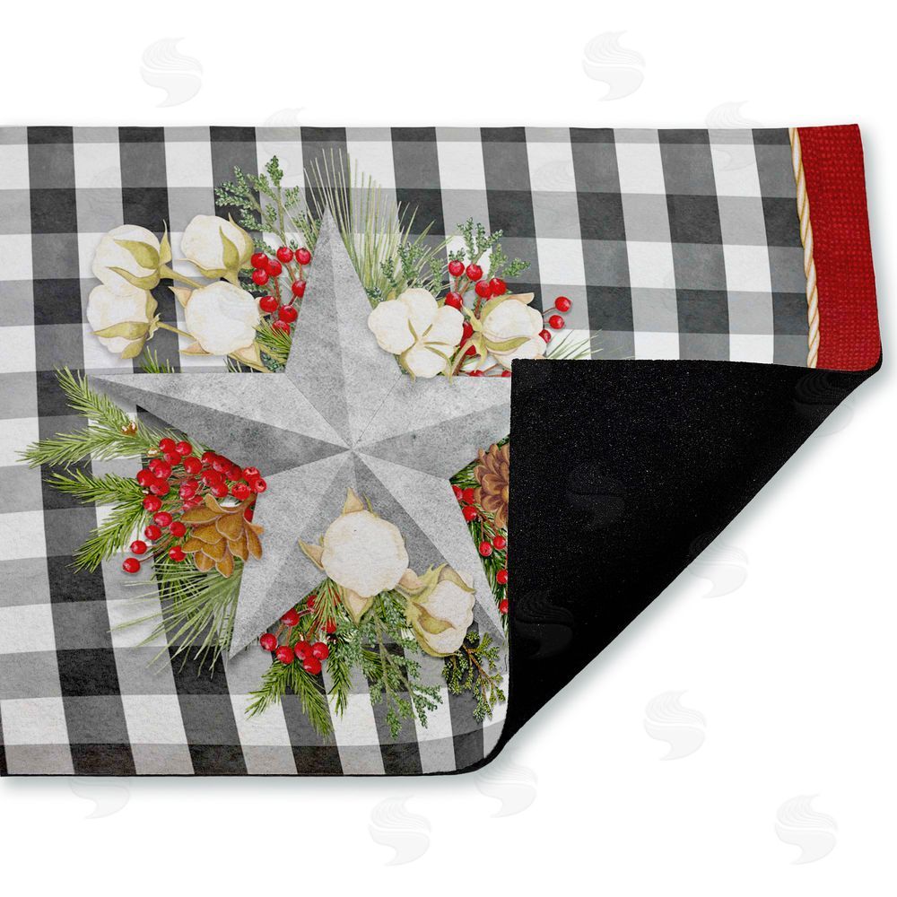 Nicole Tamarin | Gingham & Floral Star Shape Non-Woven Door Mat