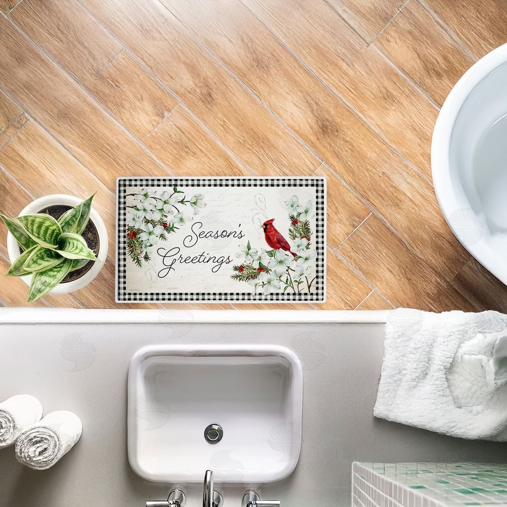 Danielle Murray | Winter Cardinals & Dogwood Plush Bath Mat
