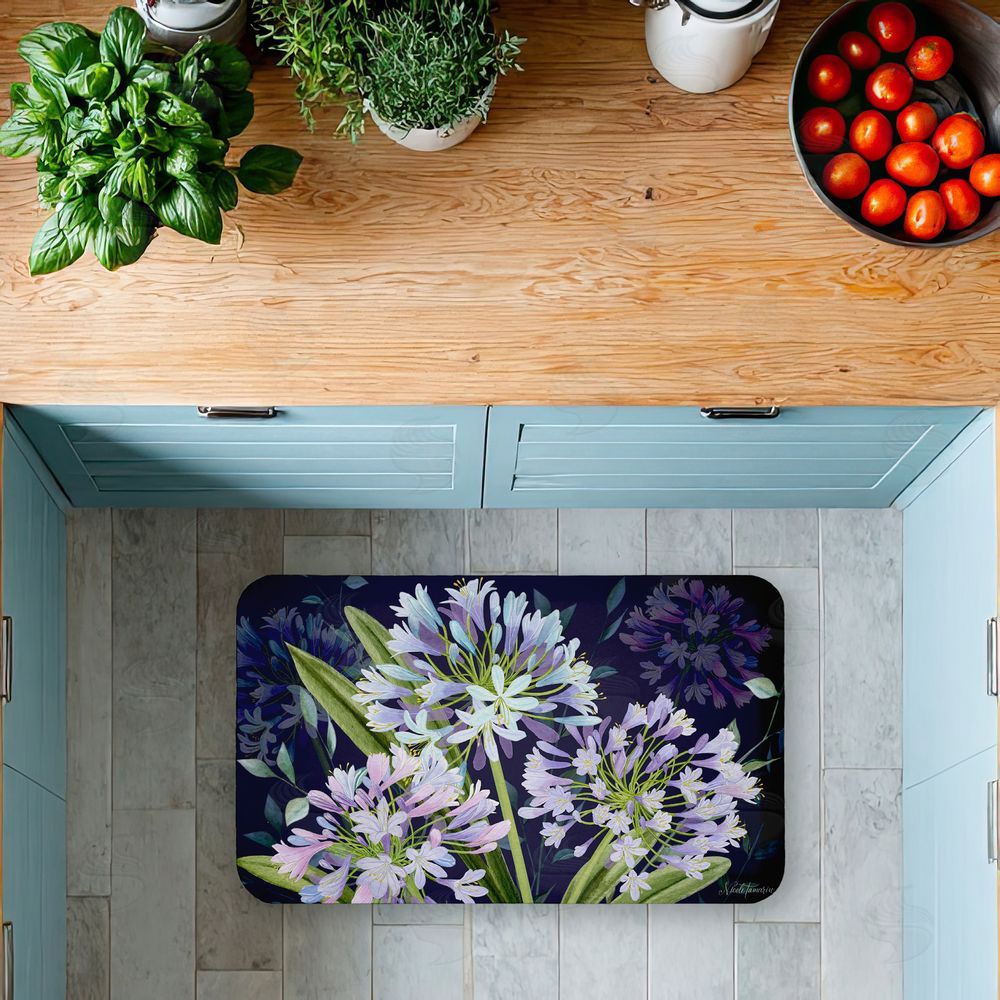 Nicole Tamarin | Midnight Garden Flowers Anti-Fatigue Mat