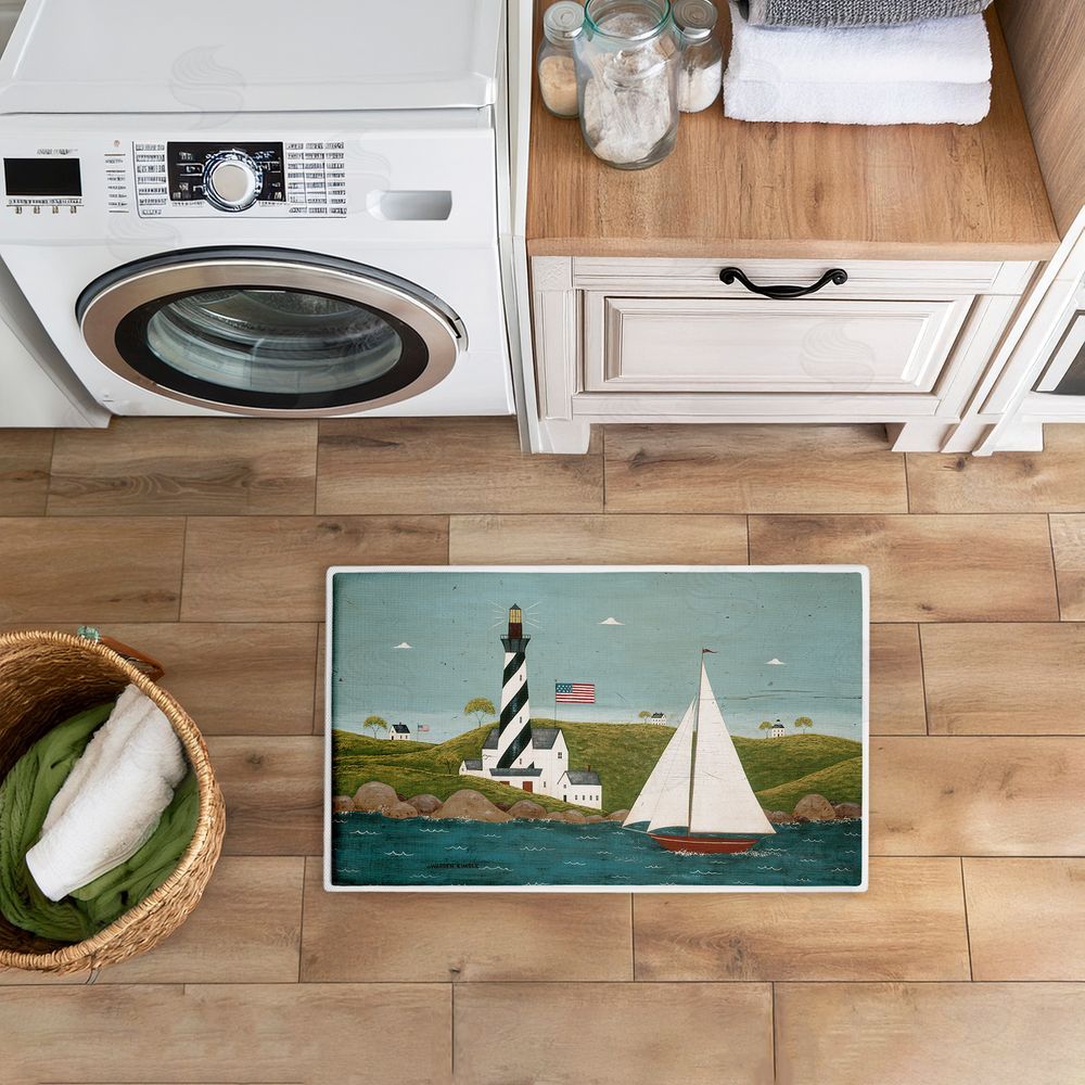 Warren Kimble | Coastal Breeze Lighthouse Harbor Plush Bath Mat