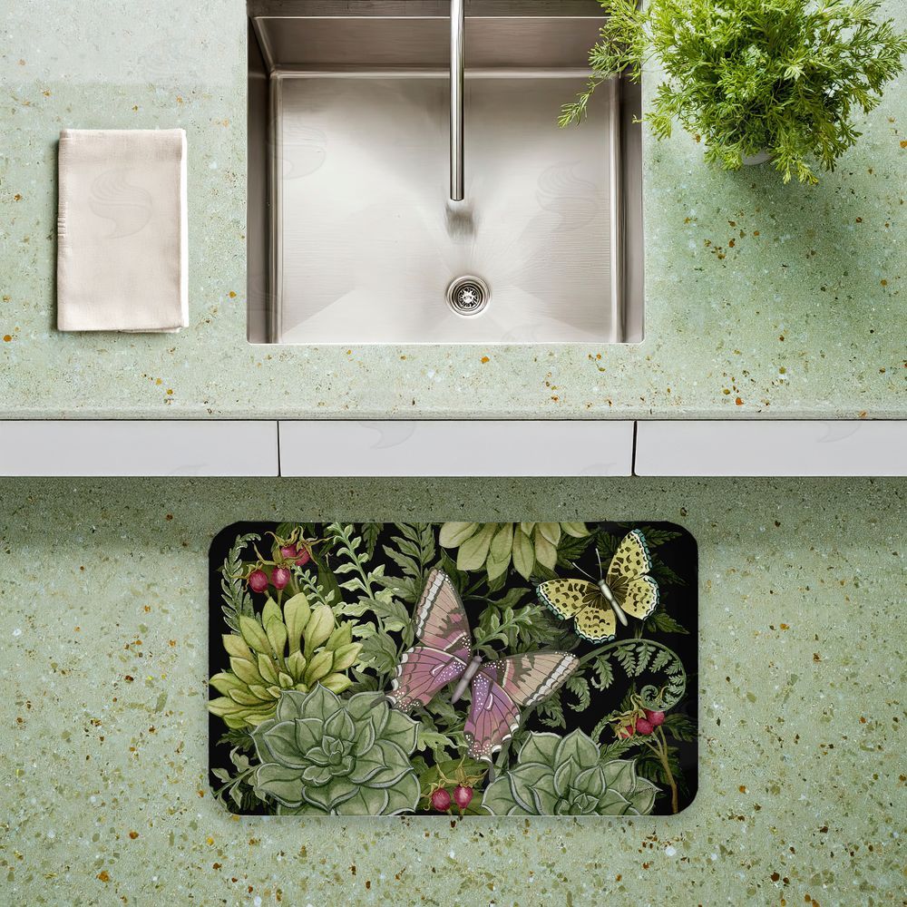 Nicole Tamarin | Dark Succulents Midnight Garden Anti-Fatigue Mat