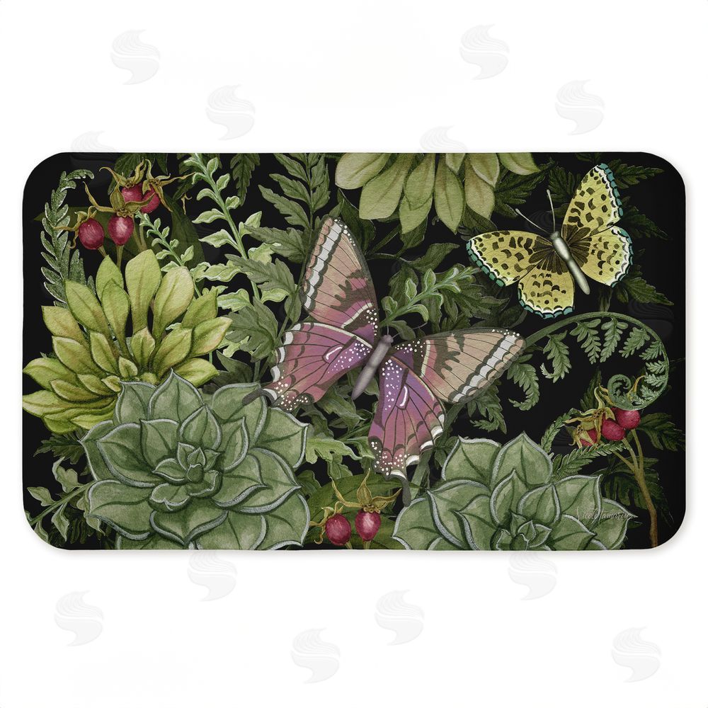 Nicole Tamarin | Dark Succulents Midnight Garden Anti-Fatigue Mat