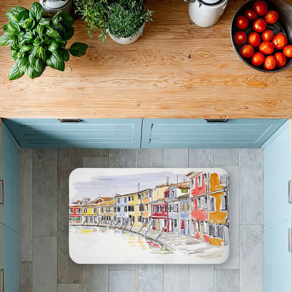 Tim Coffey | Quaint Coastal Town Buildings Anti-Fatigue Mat