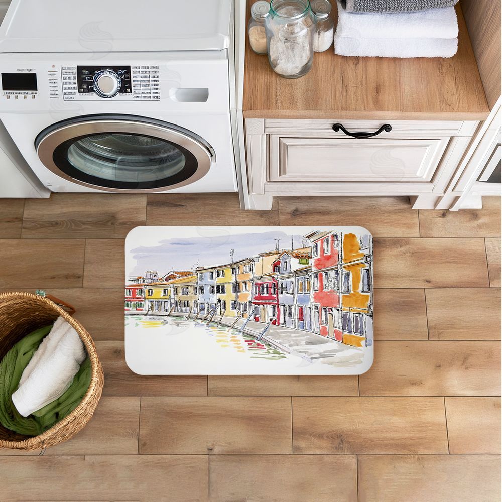 Tim Coffey | Quaint Coastal Town Buildings Anti-Fatigue Mat