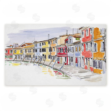 Tim Coffey | Quaint Coastal Town Buildings Non-Woven Door Mat