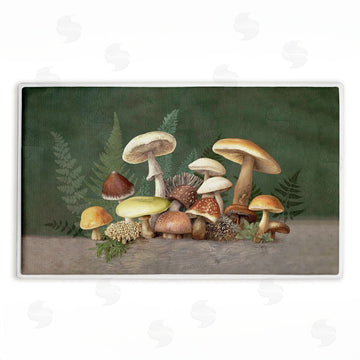 Tim Coffey | Mushrooms & Ferns on Green Plush Bath Mat