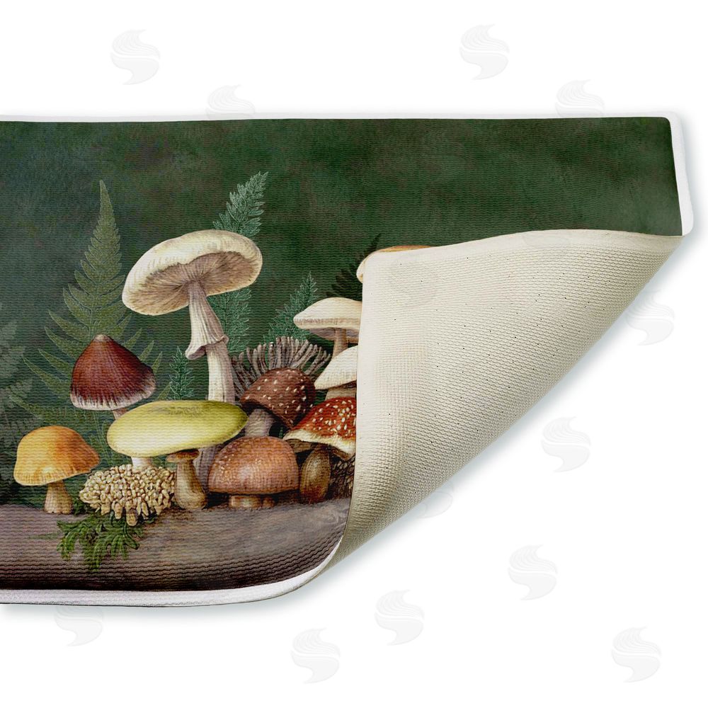 Tim Coffey | Mushrooms & Ferns on Green Plush Bath Mat
