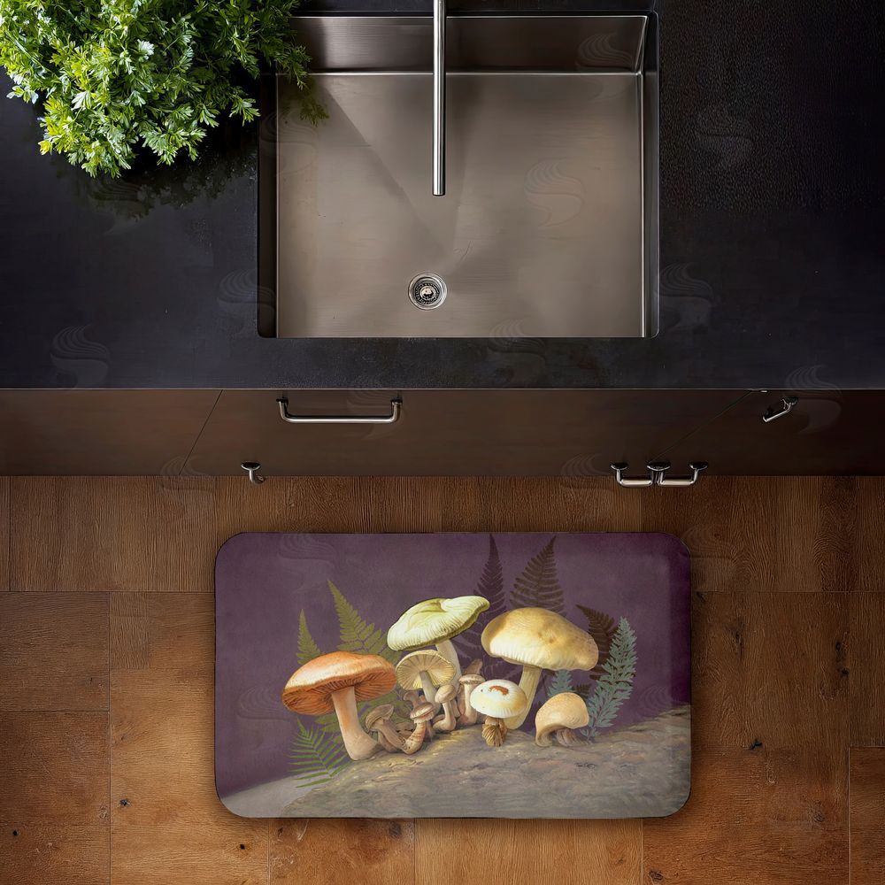 Tim Coffey | Mushrooms & Ferns on Purple Anti-Fatigue Mat