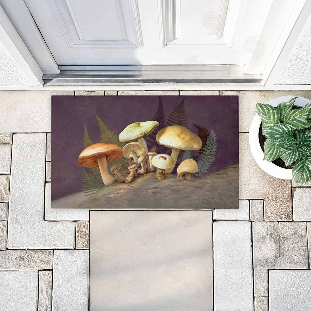 Tim Coffey | Mushrooms & Ferns on Purple Non-Woven Door Mat