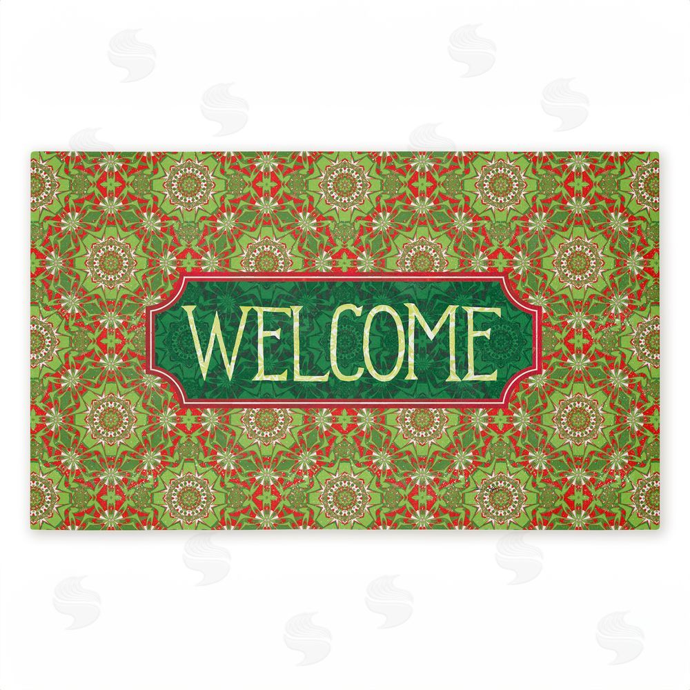 Tim Coffey | Green Fractal Kaleidoscope Welcome Non-Woven Door Mat
