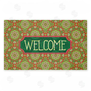 Tim Coffey | Green Fractal Kaleidoscope Welcome Non-Woven Door Mat