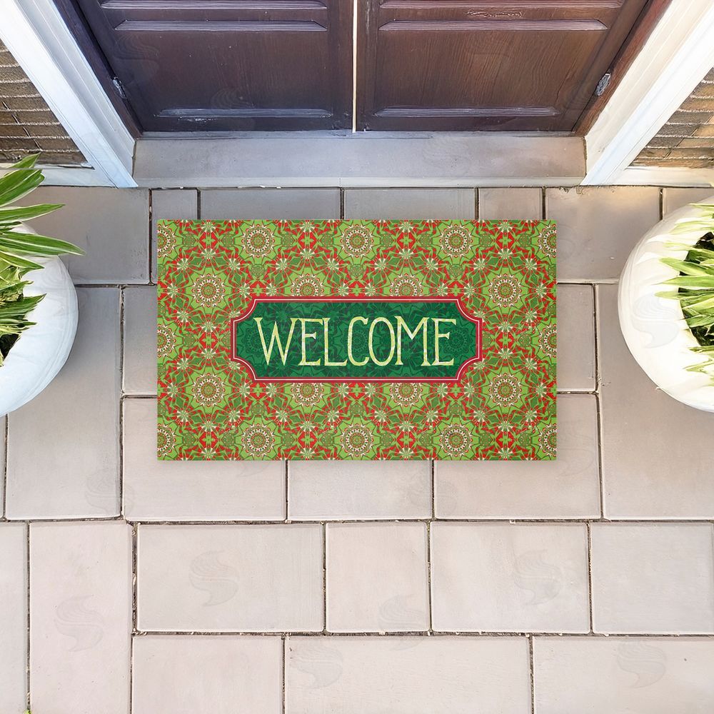 Tim Coffey | Green Fractal Kaleidoscope Welcome Non-Woven Door Mat