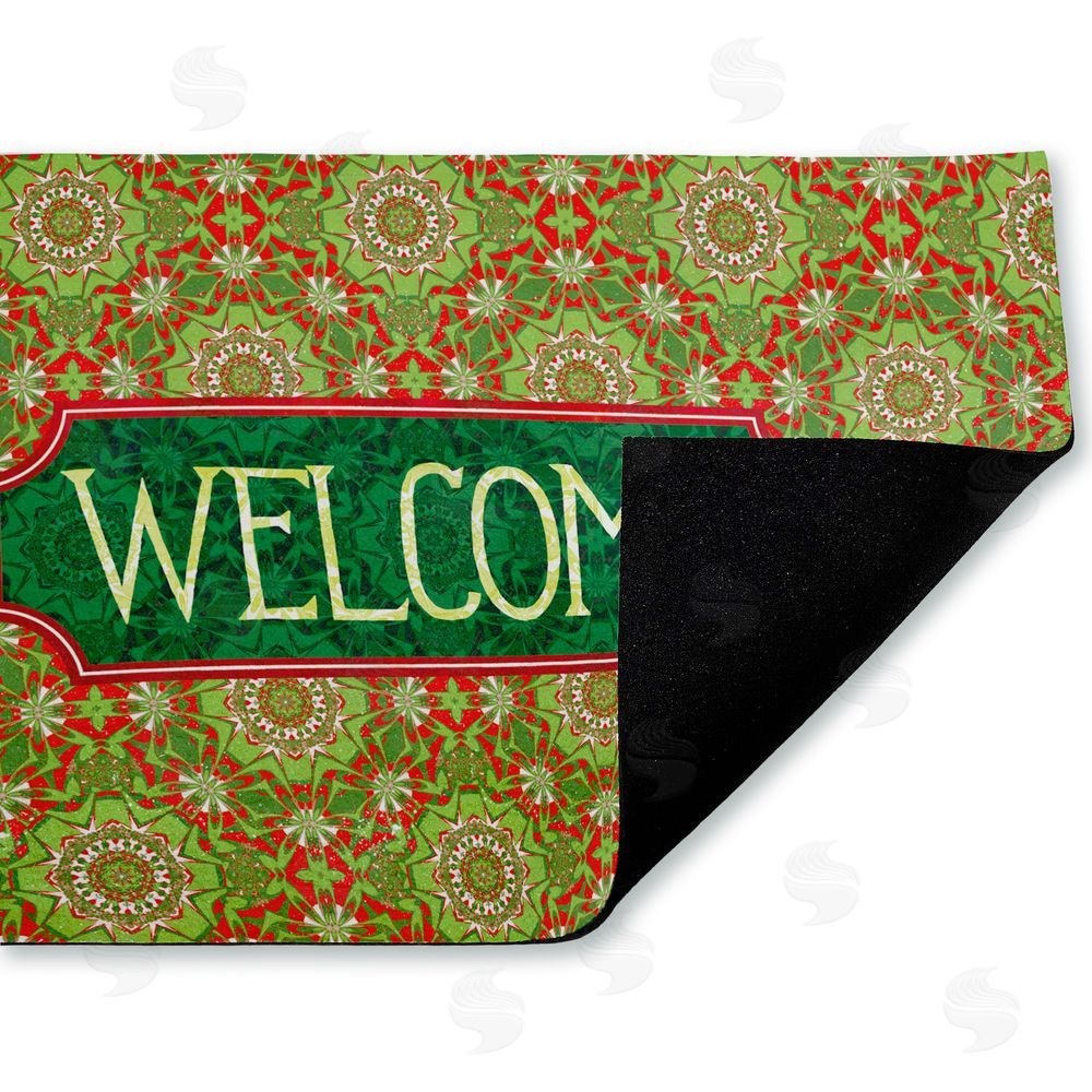 Tim Coffey | Green Fractal Kaleidoscope Welcome Non-Woven Door Mat