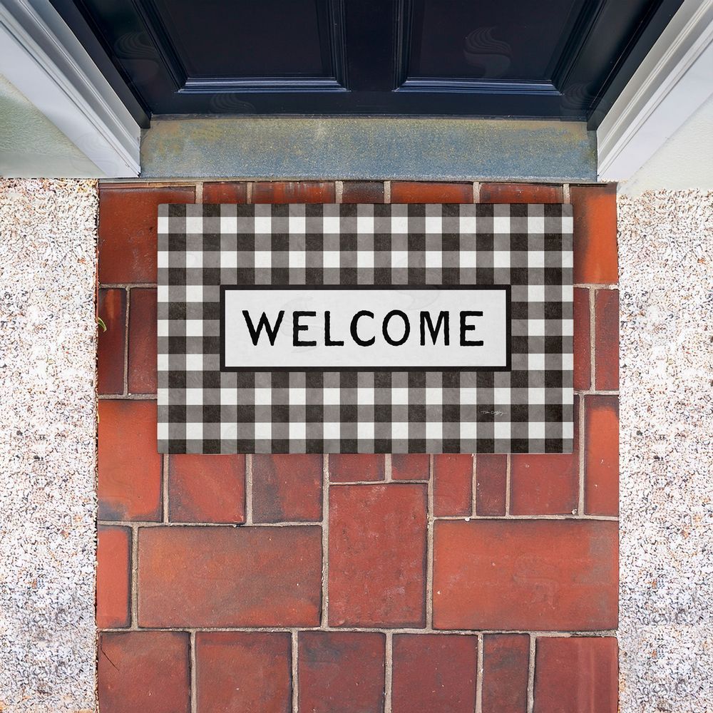 Tim Coffey | Black Checkered Gingham Welcome Non-Woven Door Mat