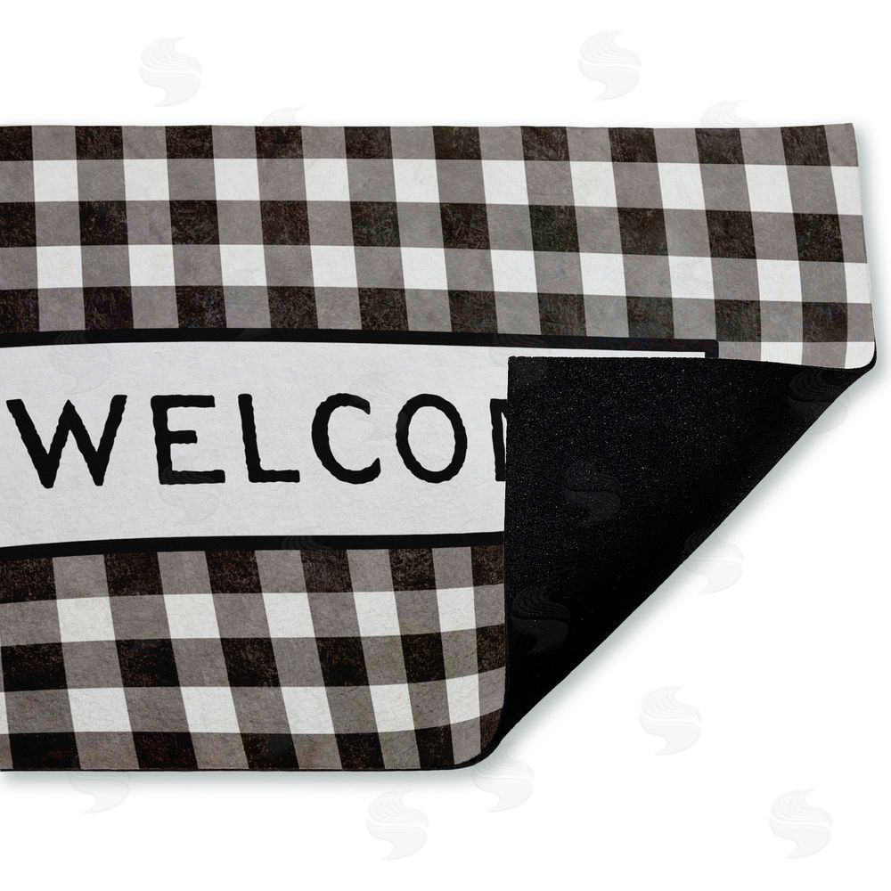 Tim Coffey | Black Checkered Gingham Welcome Non-Woven Door Mat