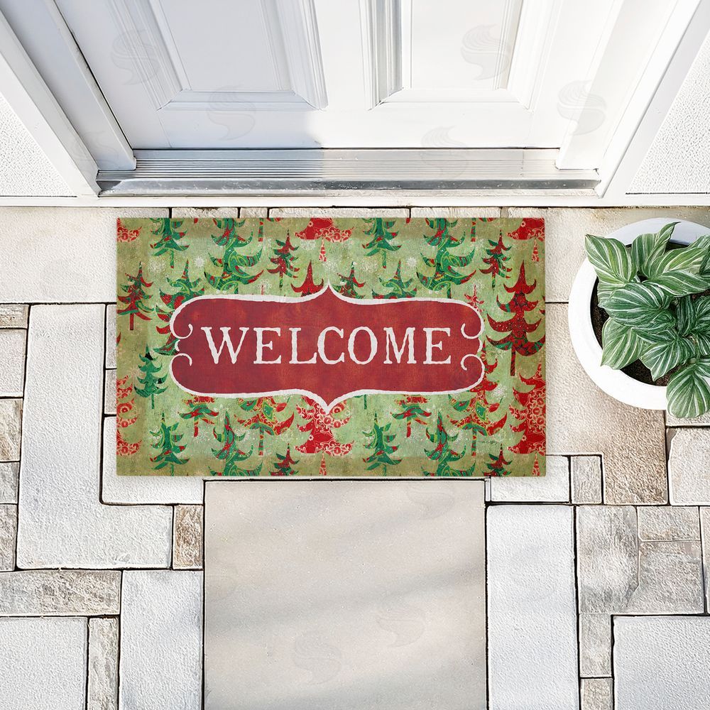 Tim Coffey | Antique Welcome Whimsical Trees Non-Woven Door Mat