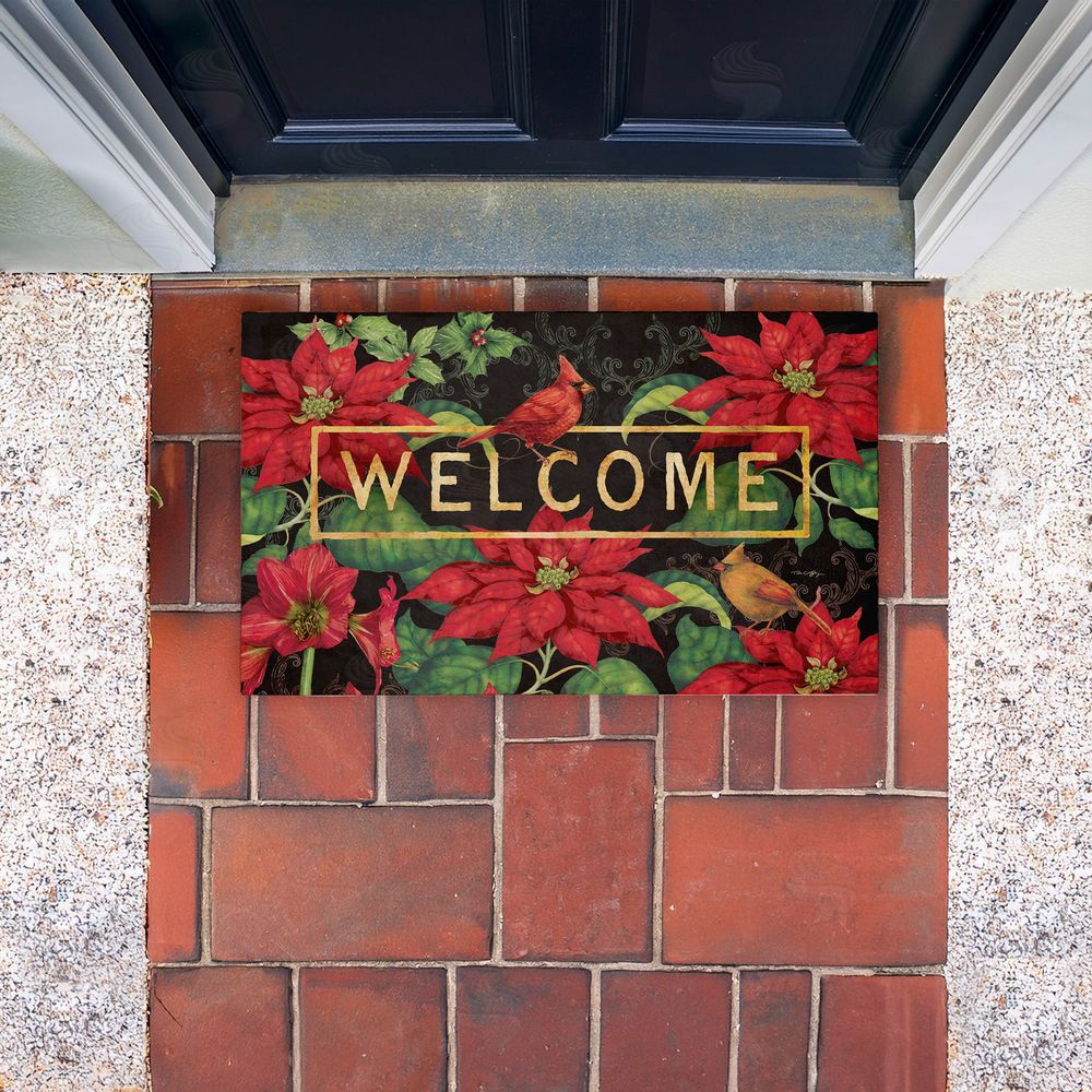 Tim Coffey | Seasonal Poinsettia Welcome Non-Woven Door Mat