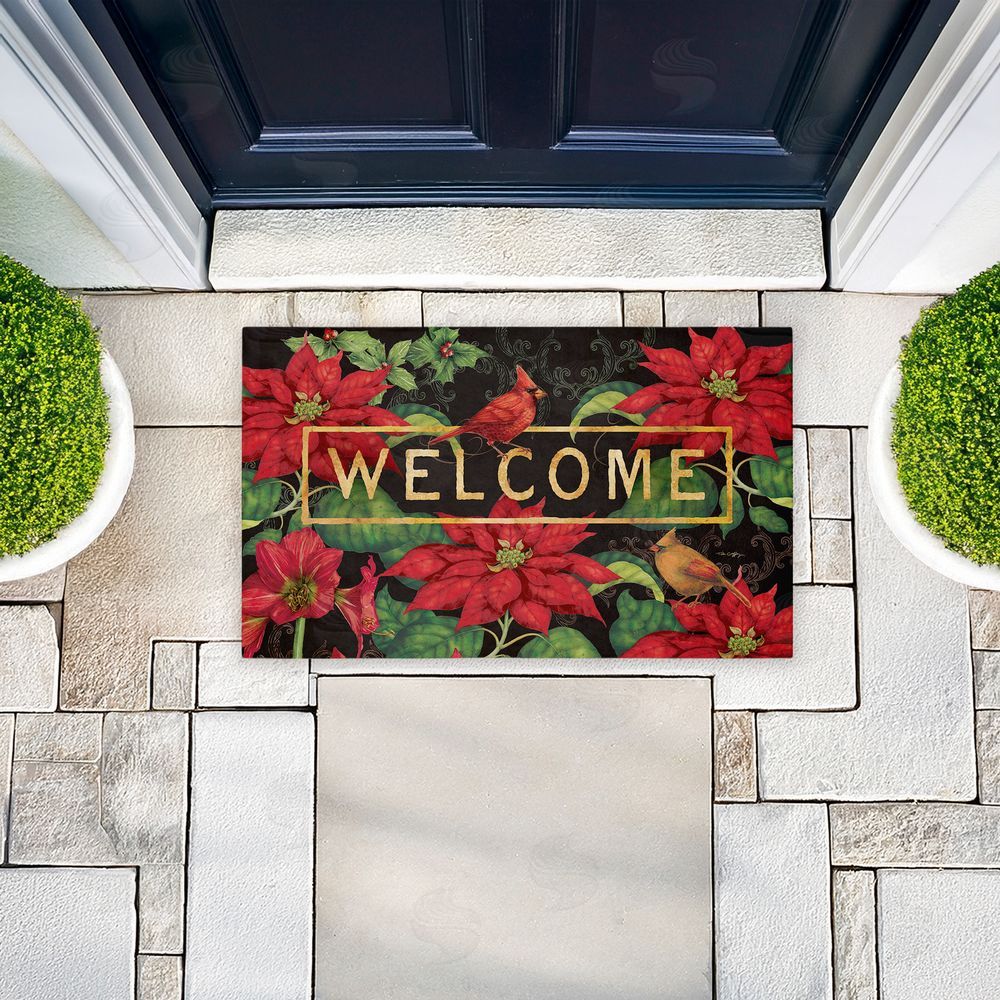 Tim Coffey | Seasonal Poinsettia Welcome Non-Woven Door Mat