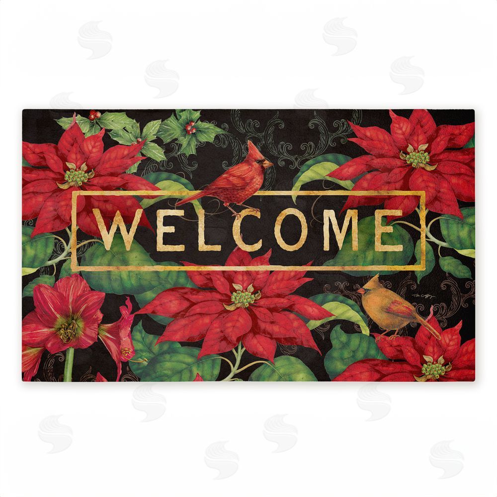 Tim Coffey | Seasonal Poinsettia Welcome Non-Woven Door Mat