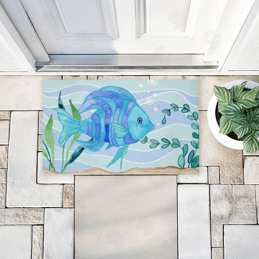 Audrey Jeanne Roberts | Fun Blue Fish Underwater Non-Woven Door Mat