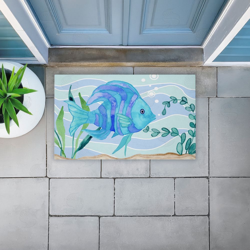 Audrey Jeanne Roberts | Fun Blue Fish Underwater Non-Woven Door Mat